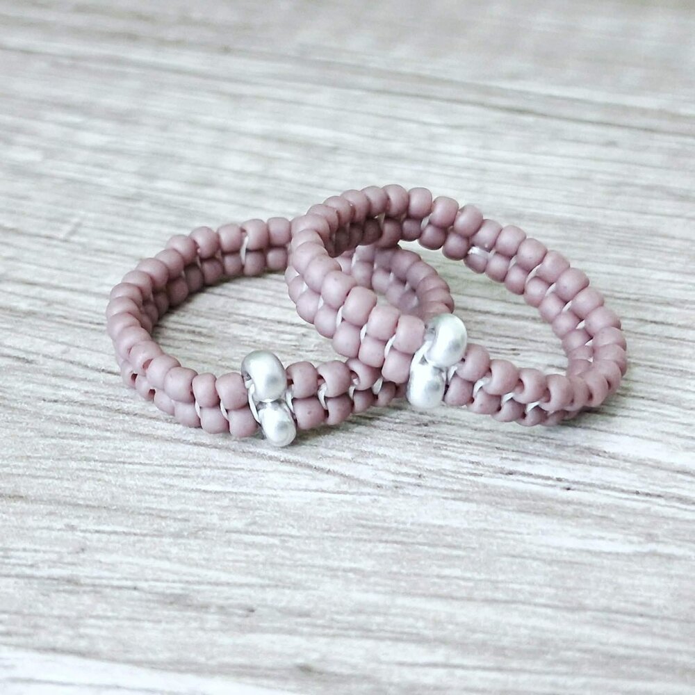 Stackable beaded ring, seed bead jewelry, size 7 or 8